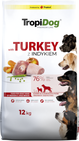 Tropidog Premium Adult Turkey Sucha Karma z indykiem dla psa 12kg