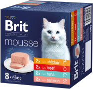 Brit Premium CAT Mousse Multipack Mokra Karma 8x85g MIX