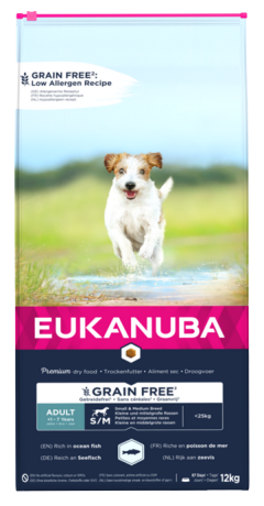 Eukanuba DOG Grain Free Adult Small/Medium Ocean Fish Karma sucha op. 12kg