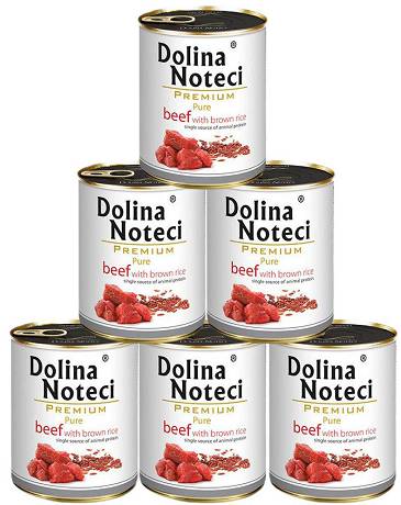 Dolina Noteci Premium DOG Pure Beef with brown rice Karma mokra z wołowiną i brązowym ryżem op. 6x800g PAKIET