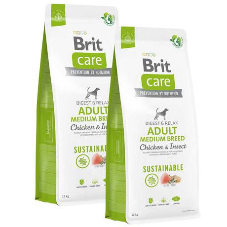 Brit Care DOG Adult Medium Sustainable Chicken&Insect Karma sucha op. 2x12kg DWU-PAK [Data ważności: 25.07.2024]
