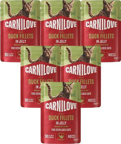Carnilove CAT Duck Fillets in Jelly Mokra Karma z kaczką 12x85g PAKIET