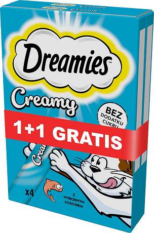 Dreamies Creamy Przysmak z łososiem dla kota op. 2x40g (1+1 GRATIS)