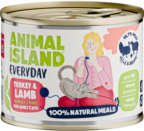 Animal Island Everyday Turkey&Lamb Mousse Mokra Karma z indykiem i jagnięciną w musie dla kota 200g