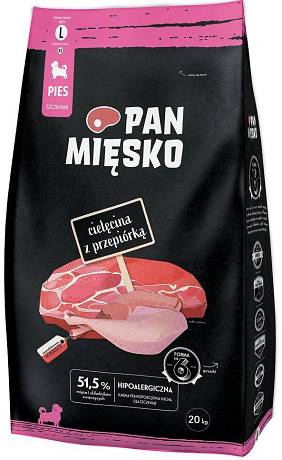 Pan Mięsko DOG Puppy Large Karma sucha z cielęciną i przepiórką op. 20kg