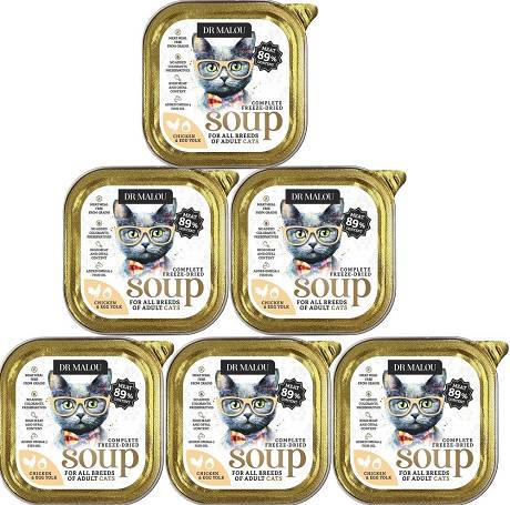 Dr Malou Freeze Dried Soup Liofilizowana Zupka z kurczakiem i żółtkiem jaja dla kota 10x12g PAKIET