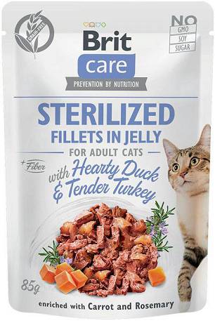Brit Care CAT Adult Sterilised Fillets in Jelly Duck&Turkey Karma mokra z kaczką i indykiem op. 85g