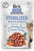 Brit Care CAT Adult Sterilised Fillets in Jelly Duck&Turkey Karma mokra z kaczką i indykiem op. 85g