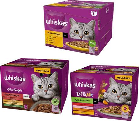 Whiskas CAT Adult Karma mokra drobiowa uczta, wybór szefa kuchni i soczyste kąski (sos i galaretka) op. 3x(24x85g) PAKIET