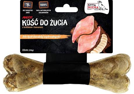 Syta Micha Kość do żucia z królikiem i bananem dla psa 22cm