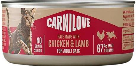 Carnilove CAT Chicken&Lamb Pate Mokra Karma z kurczakiem i jagnięciną 100g