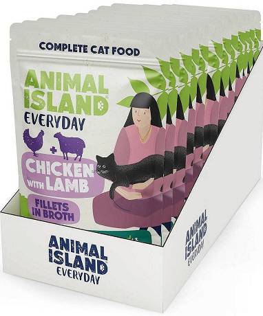 Animal Island Everyday Chicken&Lamb in Broth Mokra Karma z kurczakiem i jagnięicną w rosole dla kota 12x85g