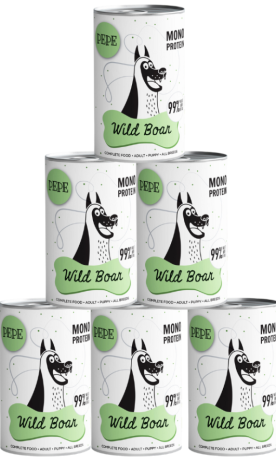 Paka Zwierzaka PEPE Mono Protein Wild Boar Mokra karma z dzikiem dla psa 6x400g PAKIET