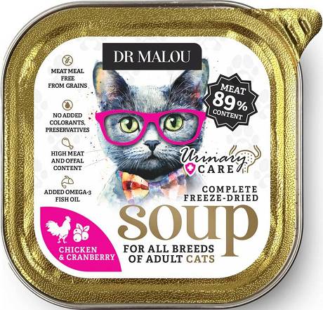 Dr Malou Urinary Care Freeze Dried Soup Liofilizowana Zupka z kurczakiem i żurawiną dla kota 12g