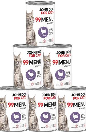 John Dog for Cats Adult 99 MENU Turkey Mokra Karma z indykiem dla kota 6x400g PAKIET