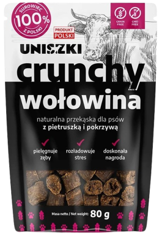 Uniszki Crunchy Przysmak z wołowina dla psa 80g