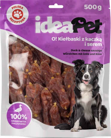 IdeaPet O! Kiełbaski Przysmak z kaczką i serem dla psa 500g
