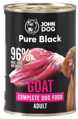 John Dog Adult Pure Black Goat Karma z koziną dla psa op. 6x400g PAKIET