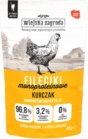 Wiejska Zagroda Mono Mokra Karma z kurczakiem dla kota 85g