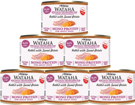 Wataha Mono Adult Rabbit&Sweet Potato Mokra Karma z królikiem i słodkimi ziemniakami dla psa 12x185g PAKIET