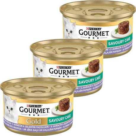 Gourmet CAT Gold Savoury Cake Karma mokra z jagnięciną i zieloną fasolą op. 12x85g PAKIET