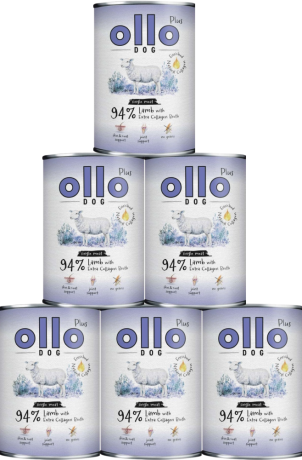 Ollo Plus Lamb with Collagen Dog Adult Karma z jagnięciną i kolagenem dla psa 12x400g PAKIET