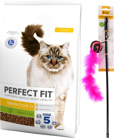 Perfect Fit CAT Adult (1+) Sensitive Karma sucha z indykiem op. 7kg + Wędka dla kota GRATIS