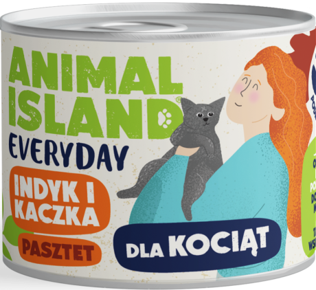 Animal Island Everyday Kitten Mokra Karma z indykiem i kaczką w pasztecie dla kociąt 185g