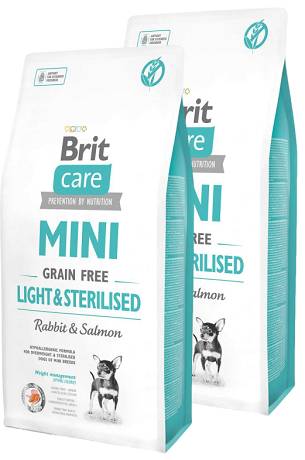 Brit Care DOG MINI Adult Light&Sterilised Grain-Free Rabbit&Salmon Karma sucha z królikiem i łososiem op. 2x7kg DWU-PAK