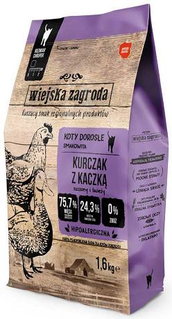 Wiejska Zagroda CAT Adult Karma sucha z kurczakiem i kaczką op. 1.6kg