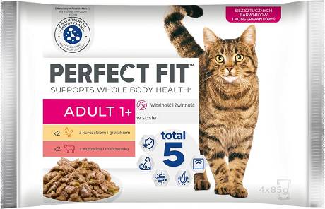 Perfect Fit CAT Adult (1+) Karma mokra z kurczakiem i wołowiną (sos) op. 4x85g