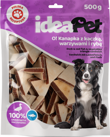 IdeaPet O! Kanapka Przysmak z kaczką, warzywami i rybą dla psa op. 500g