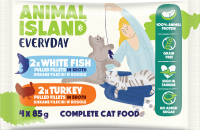 Animal Island Everyday White Fish&Turkey in Broth Karma z rybą i indykiem w rosole dla kota 4x85g