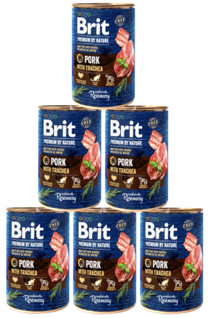 Brit Premium by Nature DOG Pork with Trachea Karma mokra z wieprzowiną op. 6x400g PAKIET