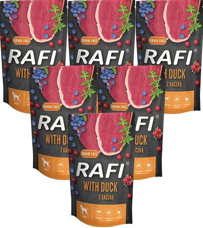 Rafi Pies with Duck Mokra Karma z kaczką, borówką i żurawiną 10x500g (saszetka)