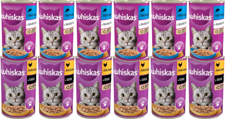 Whiskas CAT Adult Karma mokra w pasztecie i sosie Pakiet Degustacyjny op. 12x400g PAKIET