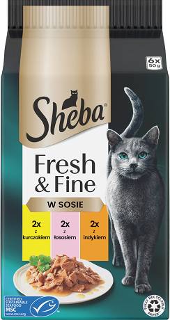 Sheba CAT Fresh&Fine in sauce Karma mokra z kurczakiem, łososiem i indykiem (sos) op. 6x50g