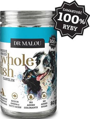 Dr Malou Freeze Dried Liofilizowane Przysmaki z kapelana dla kota i psa 80g