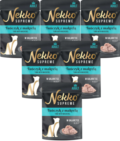Nekko Supreme Adult Mokra Karma z tuńczykiem i makrelą dla kota 12x70g PAKIET