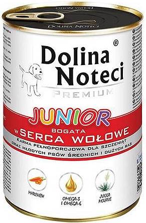 Dolina Noteci Premium DOG Junior Karma mokra z sercami wołowymi op. 400g