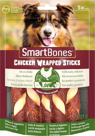 Smart Bones Chicken Wrapped Sticks Gryzak z kurczakiem i warzywami dla psa rozm. M op. 5szt. WYPRZEDAŻ