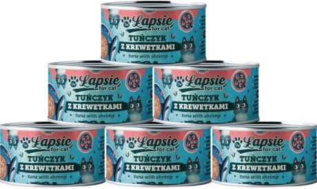 Łapsie Adult Mokra Karma z tuńczykiem i krewetkami dla kota 12x80g PAKIET