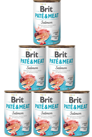 Brit Pate&Meat DOG Adult Salmon Karma mokra z łososiem op. 6x800g PAKIET