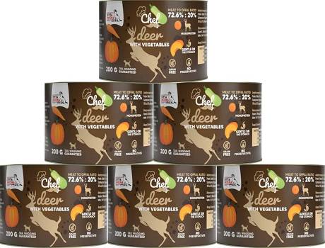 Syta Micha CHEF Deer Karma Mokra z jeleniem i warzywami dla psa 6x200g PAKIET
