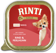 Rinti Gold Mini DOG (mit rind&perlhuhn) Karma mokra z wołowiną i perliczką op. 16x100g PAKIET