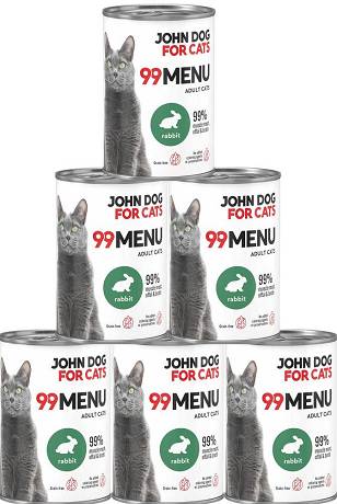 John Dog for Cats Adult 99 MENU Rabbit Mokra Karma z królikiem dla kota 6x400g PAKIET