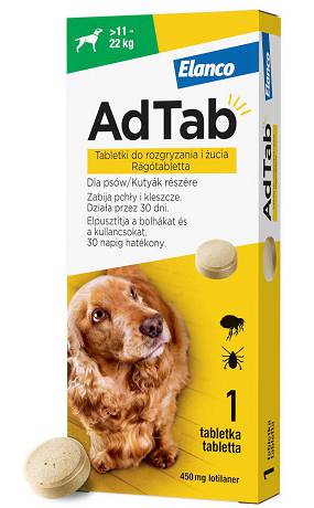 Elanco AdTab Tabletka 450mg dla psa 11kg-22kg op. 1szt.
