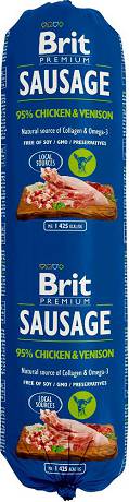 Brit Premium Sausage DOG Adult Chicken&Venison Karma mokra z kurczakiem i dziczyzną op. 12x800g PAKIET
