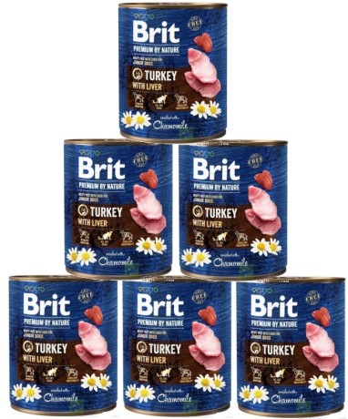 Brit Premium by Nature DOG Junior Turkey with Liver Karma mokra z indykiem i wątróbką op. 6x800g PAKIET