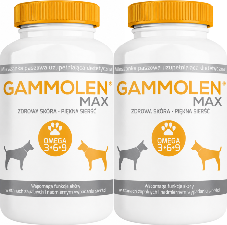 Gammolen MAX Preparat na skórę i sierść na dla psów dużych ras 2x90kap. PAKIET